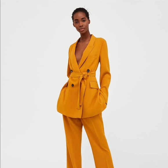 Zara Jackets & Blazers - ZARA Mustard Yellow Long Blazer